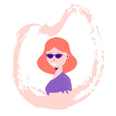 Stylish woman portrait in sunglasses. Profile to the waist.