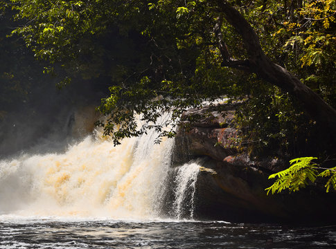 Waterfall in the Amazon, Brazil. Cachoeira do Mutum, near the city of Presidente Figueiredo. Nature showing its strength and beauty.