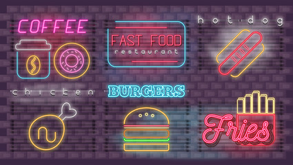Neon Glowing Sign for Fast Food