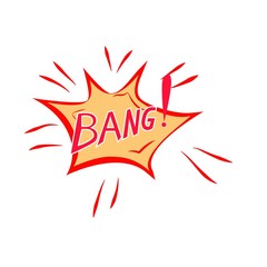 Bang lettering. Comic sound speech effect bubble isolated on white background illustration. Bang inscriptions. Humorous for cloud speech. Vector illustration