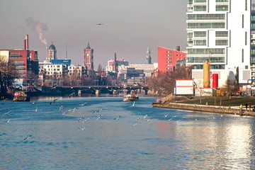 Naklejka premium Panoramic view of the river Spree and skyline of Berlin