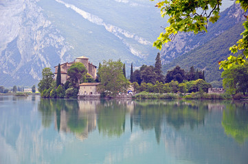 Toblino castle on lake, Italy