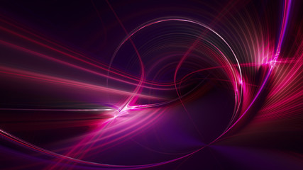 Abstract purple on black background texture. Dynamic curves ands blurs pattern. Detailed fractal graphics. Science and technology concept.