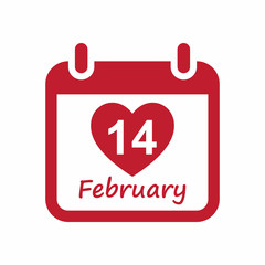 14 February, Valentine's Day, Calendar icon