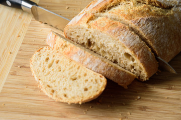 Bread cut by a knife