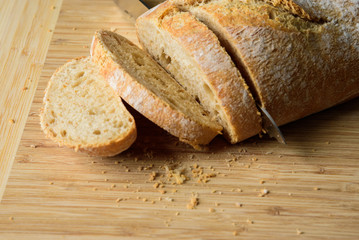 Bread cut by a knife