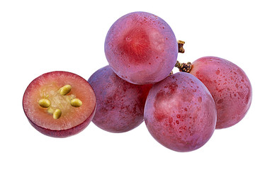 Fresh grapes isolated on white background with clipping pass