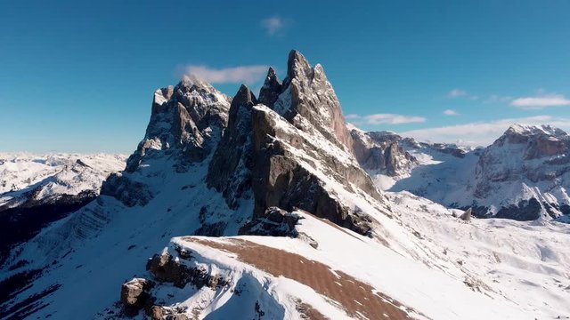 Mountains Seceda Italy snow winter 4k video UHD
