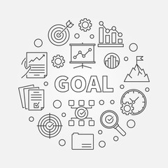 Goal vector concept business minimal round illustration in thin line style