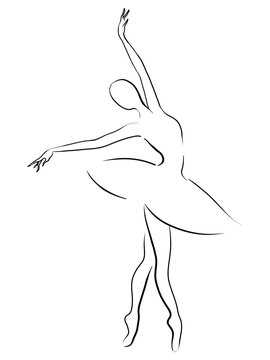 black and white drawing of a dancing ballerina