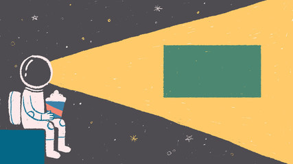 Astronaut watching a movie in the space