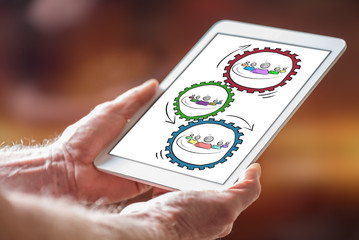 Partnership concept on a tablet