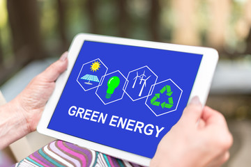 Green energy concept on a tablet