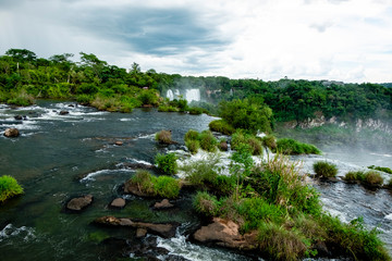Fototapeta na wymiar Iguassu Falls, the largest series of waterfalls of the world, view from Argentina side - Imagem.