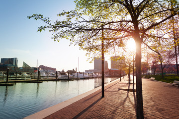 Waterfront of Inner Harbor in Baltimore, USA