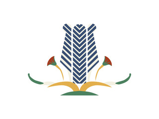 Egypt color ornamental wings and cane composition, ornamental element of Ancient Egypt