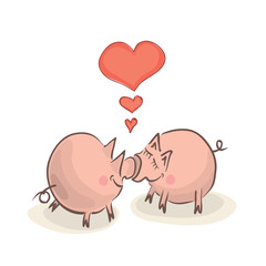 Valentine's Day. two pigs together dreams of love