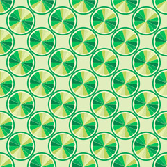 Citrus seamless pattern. Seamless pattern of lime slices. Fruit collection. Vector background