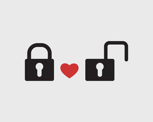 Love concept with padlocks and heart