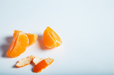 Slices of tangerine,mandarin isolated on white background 