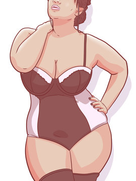 Curvy plus size woman model posing for a photo shoot