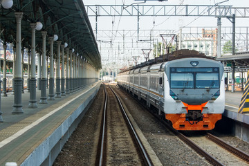 Fototapeta na wymiar Train on a station in Moscow, Russia
