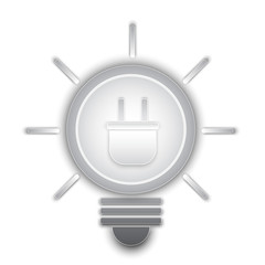illustration vector of power plug in lighten light bulb, black and white, monotone