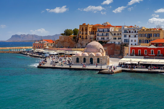 Venice embankment in the old harbor of Chania.