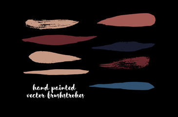 Vintage Graffiti Brushstrokes. Vector Hipster Lines, Logo Doodles, Banners. Brown, Ocher, Gray Marker Strokes, Text Highlights. Color Swatch in Earth Tones. Autumn, Winter Color Buttons, Brush Stroke