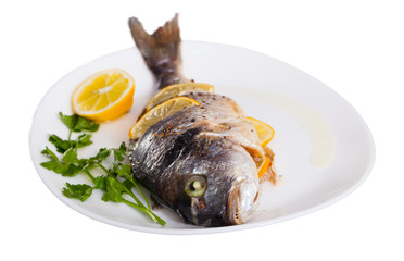 Sea bream  served with orange