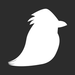 White bird icon on dark background.