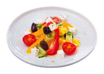 Plate of tasty Greek salad