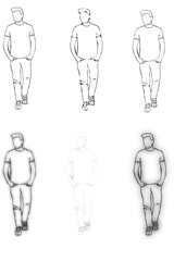 Walking man with hands in pockets