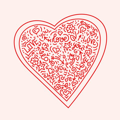 Doodle hand drawing. Heart. Background.Vector illustration