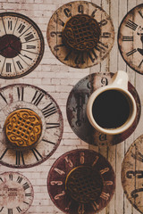 A wonderful morning coffee on a decorative background