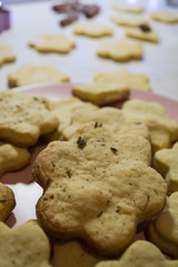 The baked cookies on the table, close up.