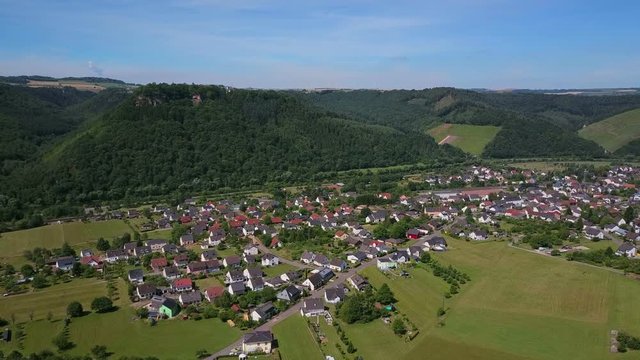 Aerial view of the town of Serrig, Saar Valley, Rhineland-Palatinate, Germany, Europe