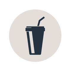 Icono plano vaso de papel en círculo grid