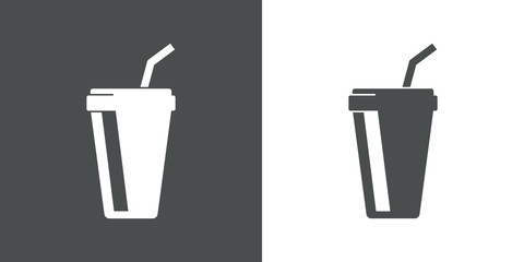 Icono plano vaso de papel en gris y blanco