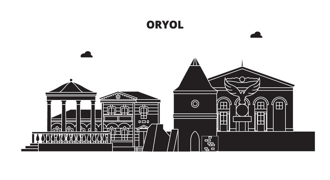 Russia, Oryol. City skyline: architecture, buildings, streets, silhouette, landscape, panorama. Flat line vector illustration. Russia, Oryol outline design.