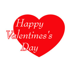 Logotipo abstracto con texto Happy Valentine's Day en espacio negativo en corazón color rojo