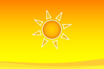 Sonne steht über der Wüste 2d Darstellung