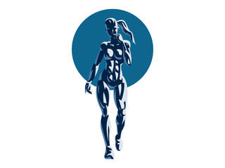 Woman fitness emblem.