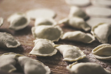 Ukraine. Slavic food. Ukrainian national dish. Dough. Flour.