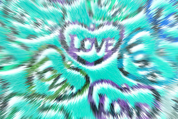 Optical illusion illustration, a hearts pattern. Abstract fantasy.  