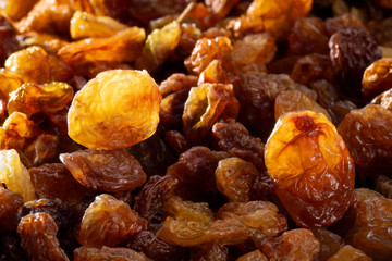 Raisins as background. Grape Raisin texture.