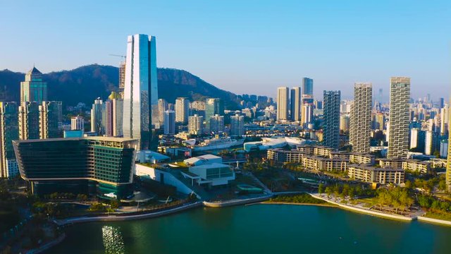 aerial view of sea world in nanshan,shenzhen china
