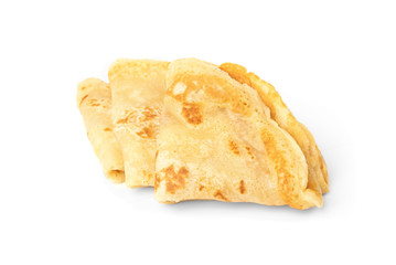 Pancakes isolated on white background.
