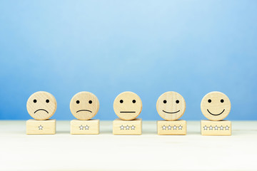 Customer service experience and satisfaction survey concept with facial expressions icon (negative,...