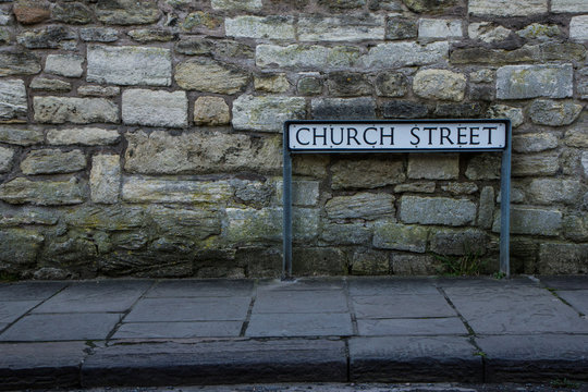 The Traditional British Road Sign, The Sign With The Street´s Name. 